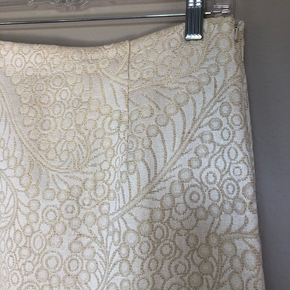 SANDRA Ivory Gold Brocade Pencil Skirt - Picture 5 of 8